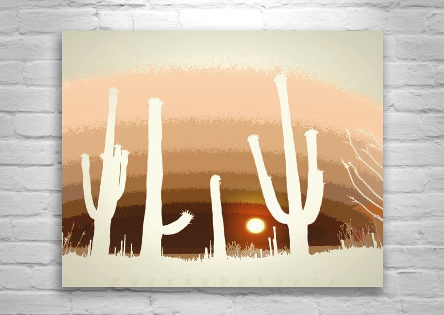 Кактусовый принт в стила на изкуството пустинята от Мъри Болесты