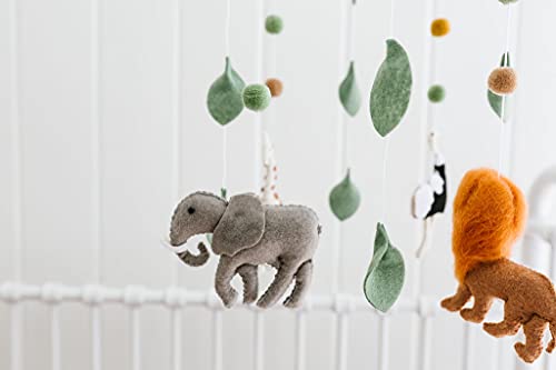 Мобил за детски легла Киселец + Папрат - Сафари Приключение (Слон, Лъв и Жираф) - Тавана мобил за украса на детска и детски душ за момчета, за момичета и момчета