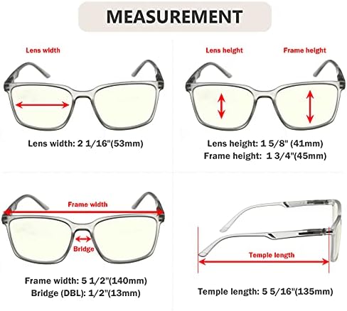 Eyekepper 5 опаковки мъжки женски очила за четене в големи рамки с пружинным тръба на шарнирна връзка (по един за всеки цвят)