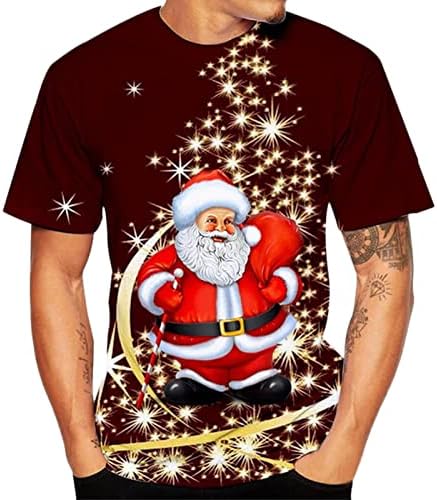 Мъжки Коледни тениски WOCACHI с къс ръкав, забавни Коледни тениски с кръгло деколте и принтом Дядо Коледа, тренировочная дизайнерска