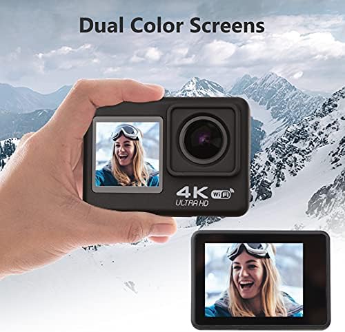 Екшън-камера XIXIAN 4K60FPS Ултра висока разделителна способност WiFi с Двоен екран 170 ° Широкоъгълен 30 Метра Водоустойчив, с