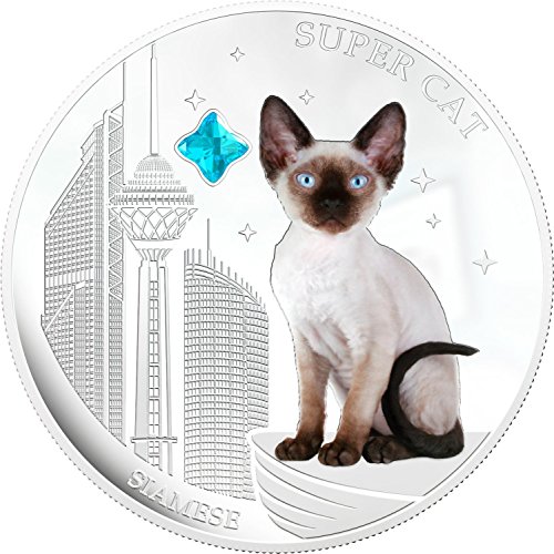 2013 на Фиджи - Кучета и Котки - брой 4 - Супер Котка - Сиамски - 1 унция - Сребърна монета - 2 долара, без да се прибягва