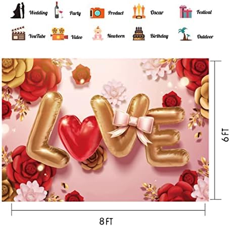 CHAIYA Valentine Love Heart Background Фон за Снимки, Украса за парти под формата на Книга Цвете за Сватба на Деня на Свети Валентин,