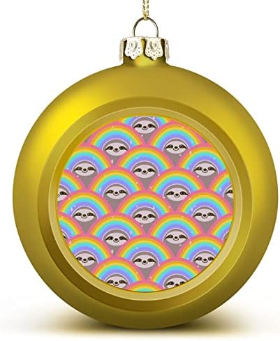 Честит Ленивец Rainbow (1) Коледни Топки за Украса Небьющийся за Висящи украшения на Коледна Елха