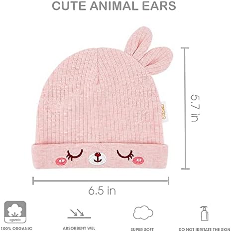 Комплект шапки за еднократна употреба за децата от Органичен Памук DOKMA с 3 Собствени Уши на Животни, Шапки за Малки момчета и