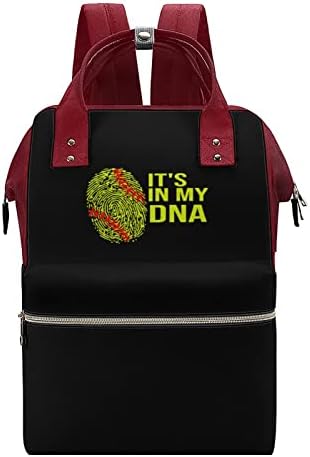 Софтбол в моя ДНК Водоустойчива Раница за мама, Чанта за Пелени с Голям Капацитет, Многофункционална Чанта