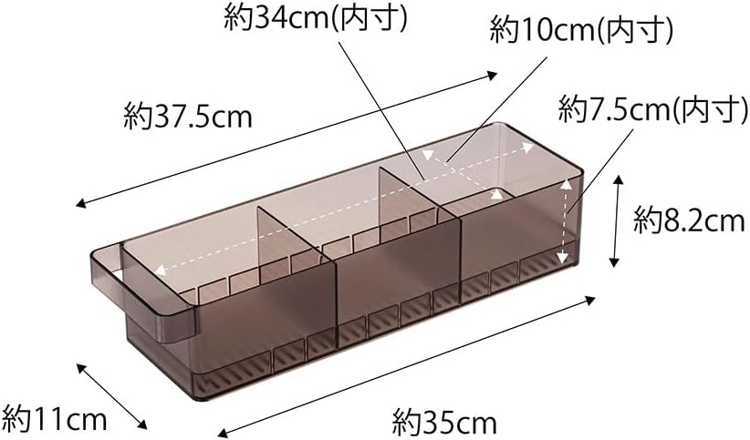 Органайзер за хладилник Yamazaki Tower 5763 с разделители, Черен, от полимерна смола, 11 Д х Ш 37,5 х 8,2 см