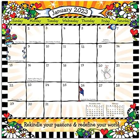 Висящ стенен календар за 2023 година независимо Дали си си слънцето 7,5 х 7,5 инча. Календар на 12 месеца от Сузи Торонто Осигурява вдъхновение и мотивация — от Blue Mountain Arts