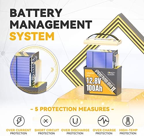 Литиева батерия Power Queen MINI LiFePO4 със зарядно устройство 14,6 В 20 А, батерия 12 v 100 ah с вградена система BMS 100A, мощност