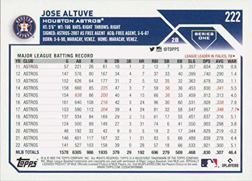 2023 Topps 222 Хосе Алтуве, Ню Йорк-Бейзболна картичка MT Houston Astros MLB