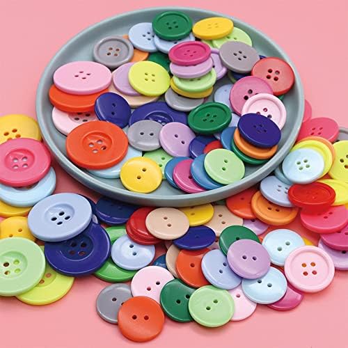 100 Опаковки Разноцветни Копчета, Кръгли Копчета от смола, Копчета за Шиене, Кутии за Съхранение, Кръгли Копчета с 2 Дупки за Шиене