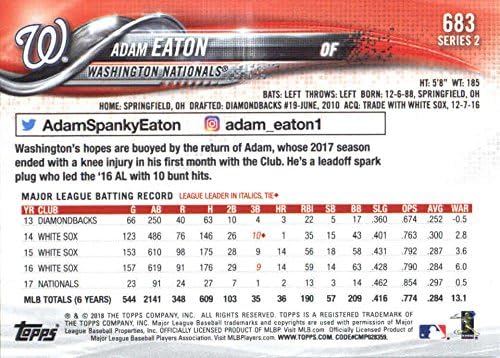 2018 Бейзболна картичка Topps Series 2 683 Адам Итона Washington Nationals - GOTBASEBALLCARDS
