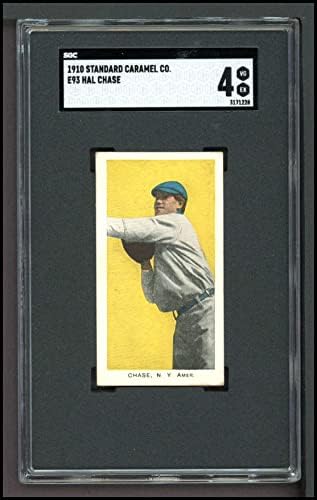 Стандартна карамел 1910 E93 Хал Чейс Ню Йорк Янкис (Бейзболна картичка) SGC SGC 4,00 Янкис