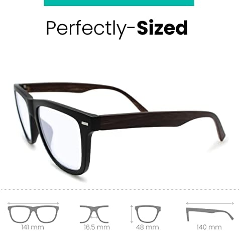 Очила за четене в черна солидна рамка със синьо осветление за мъже, за да изглежда модерно, с високо зрение - Големи и силни очила