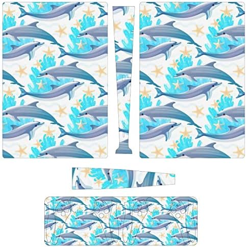 Морски Делфините Пълна Защитна Кожна Покривка Дизайн Амбалажна Стикер Стикер е Съвместима с конзолата PS5 Digital Edition и контролер