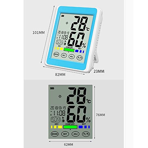 GENIGW Дигитален Термометър-Влагомер, Сензорен екран, Точен Дигитален Дисплей, монтиран на стената Домакински Термометър за стая
