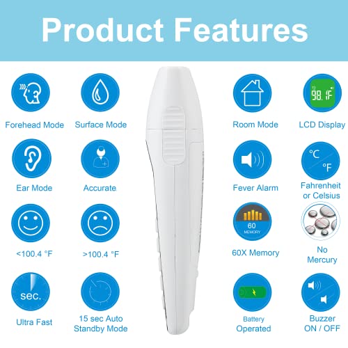Безконтактен цифров инфрачервен термометър за челото Amplim 3-Pack Hospital & Medical Клас за бебета, деца и възрастни. Приемливо