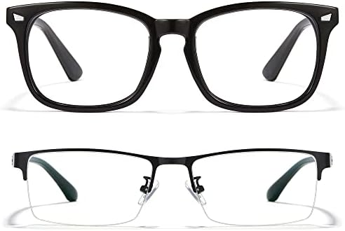 Cyxus Очила със Синя Светлина за Мъже, Очила Полуободке, Кристални Лещи, Очила Без Рамки, Очила компютър, Блокиране на Ултравиолетовата