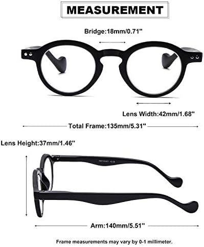 RESBLU 5 Опаковки Очила За четене на Мъжки Дамски Ретро Кръгла Кутия Панти Леки Ридеры + 3,5 Удобни Очила За Далекогледство