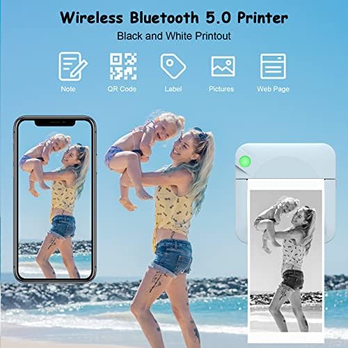 MGT, Джобен Мини принтер - MGT Portable Wireless Bluetooth Thermal Photo за мобилен телефон iOS, Android, Печат подарък Бележки
