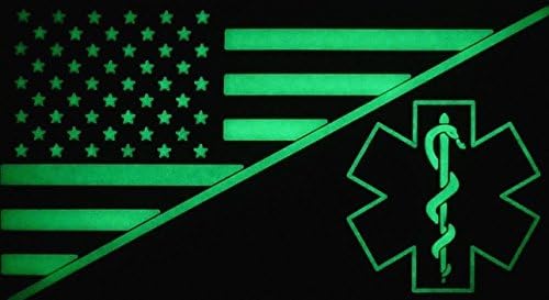 EMT Флаг на САЩ Медик EMS Фелдшер PVC Гума Кука Кръпка (Светещи на Тъмно-PVM2)