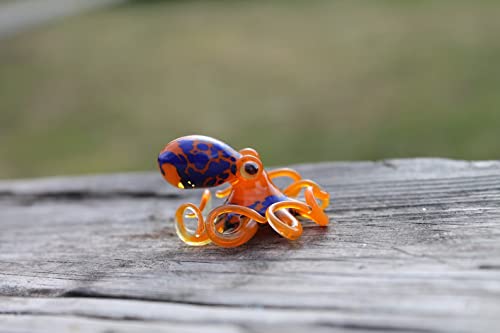 Оранжево-Син В Дома На Малък Октопод Стъкло Изкуството Малка Нежна Стъкло Модел Октопод