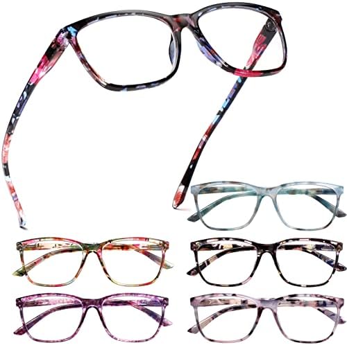 Henotin, 6 опаковки, Дамски Очила за четене, синята светлина, Блокиране на Пружинни панти, Считывающие устройства, Компютърни очила