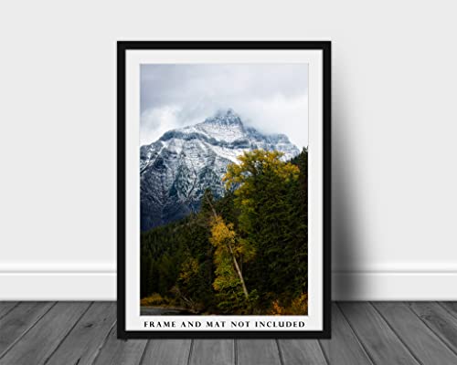 Западна снимка на Печат (без рамка) Вертикално изображение Заснежени планински върхове късно следобед в националния парк glacier