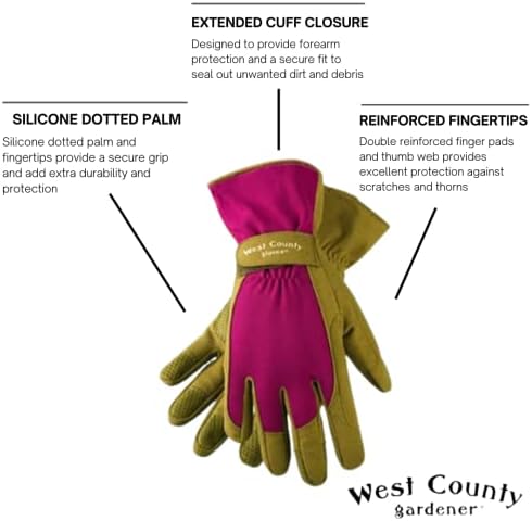 Ръкавици West County 074B/S Classic – Малки, горски Плодове, Градински Ръкавици с Удължен маншет, Върховете на дланите и пръстите