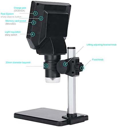 ZLDQBH Професионален цифров електронен микроскоп 4,3-инчов LCD дисплей с голям основание 8MP 1-1000X Лупа непрекъснато усилване