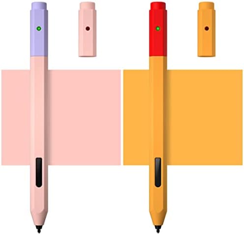 2 Опаковки, в два цвята силиконов калъф, съвместим с Microsoft Surface Pen, Защитен калъф за кожата, Нескользящий на притежателя, с гладка дръжка за Microsoft Surface Pen (розово + оранже
