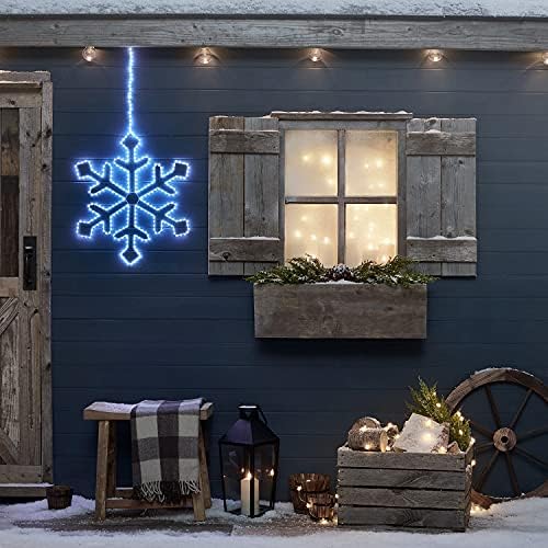 Lights4fun, Inc. 22,5 Бяло Led Украса във формата на Снежинки, Подвесное Коледа Светлинно Декорация за вътрешна и Външна употреба