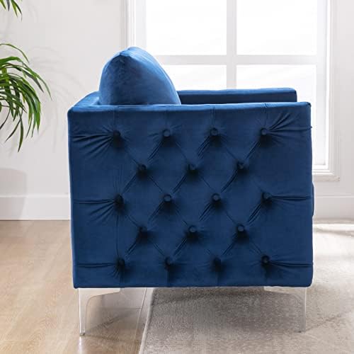 Merax Тъмно синьо съвременно акцентное стол с нитове, бархатное стол за спални и хола, комплект от 1
