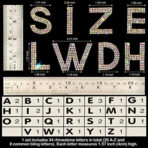 Locacrystal 68 бр. стикери с буквите на Азбуката от Лъскав Планински Кристал, 34 букви, Самозалепващи се, на поправка, Кристали,