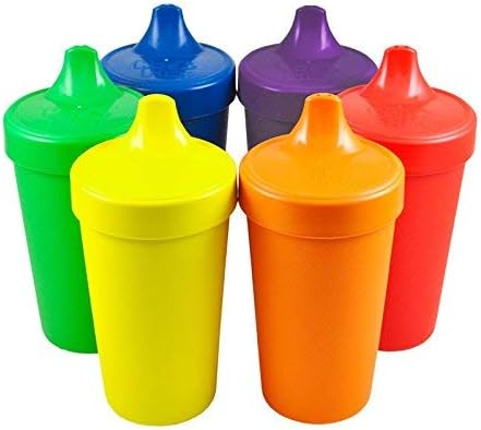 Re Play Направено в САЩ, Комплект от 6 непроливающихся чаши - жълти, Кели-зелени, тъмно сини, аметистовых, Червено, оранжево (кутия