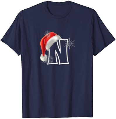 Най-Хубава Тениска с Главни Букви (N) и Монограм на Дядо Коледа на Коледните Празници