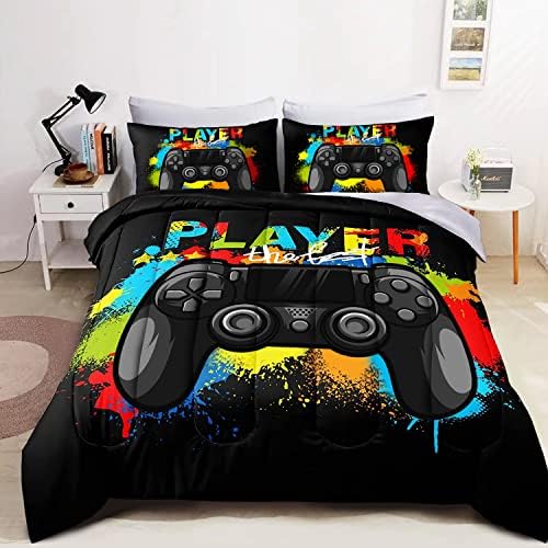 Комплект спално бельо Wajade Kids за геймъри, в пълен размер легло в чантата си, за момчета и Момичета, на 7 елементи, Комплект