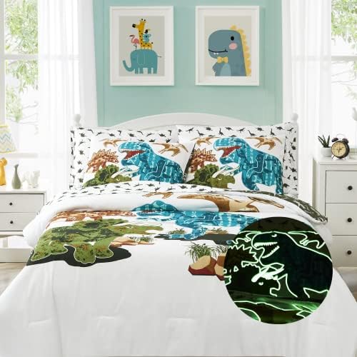 Комплекти спално бельо Kaleido Space Gilrs за момчета Twin, 5 теми, Светещ в Тъмното легло с Динозавром в чантата -1 Одеяло, 1 Калъфка