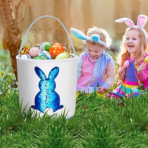 BOMMETER 3 Опаковки на Великденски Кошници за Лов на яйца, Чанти за деца, Холщовая чанта със Заек, Памук Подарък за Носене и чанта