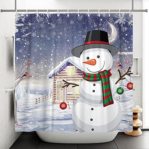 Arrebolart Зимния Празничен Декор Сладък Снежен човек Завеси за Душ за Деца на Коледно Завеса за Душ под формата на Снежинки със