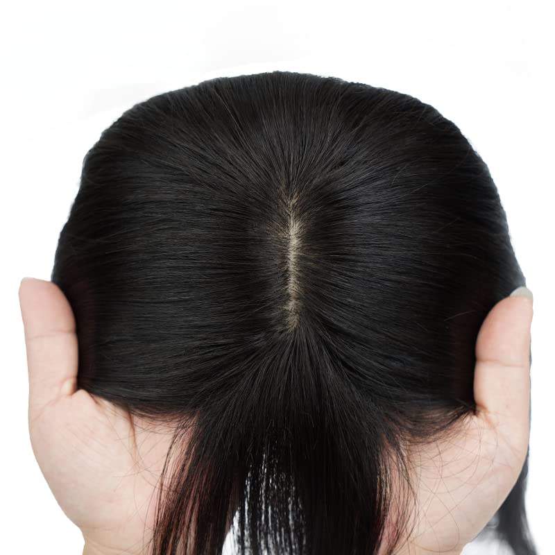 BESTOPPER 13*13 см, topper за коса Remy, за жените, права естествена коса, шнола за удължаване на косата с въздушна бретон за изтъняване
