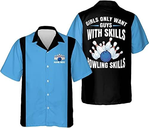 Персонални Хавайска Риза за Боулинг, Потребителско Име Bowling Aloha 3D Хавайска Риза, Хавайска Риза За Боулинг Унисекс S-5XL