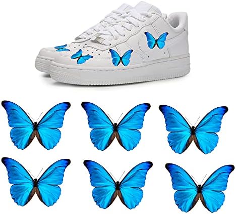 Стикери за обувки с теплопередающей пеперуда, Стикери за маратонки/Баскетболни обувки по поръчка, Железни ивици, Синя пеперуда,
