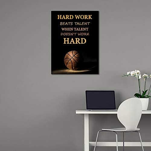 Artsbay Баскетбол Вдъхновяващи Цитати Платно Стенно Изкуство Упорита Работа На Тема Картина Живопис Спортен Мотивационен Постер