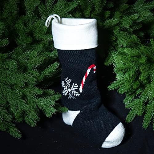 Dremisland 4 Опаковане на Коледни Чорапи - 18-Цолови Черни Възли Коледни Чорапи, Висящи на Камина Чорапи за Коледна Украса, на Празничния