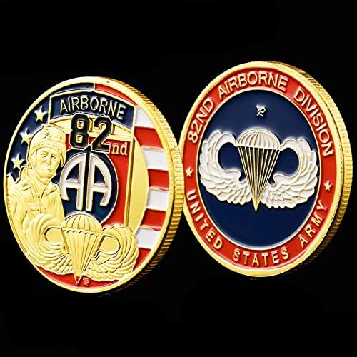 Предизвикателство 82-ра въздушнодесантна дивизия на САЩ Монета Армия на Съединените Щати и Сувенирни Подаръци, Сувенири Позлатени