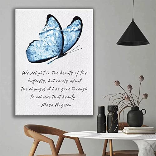 Мая Angelou Цитат на Стенно Изкуство, Вдъхновяващи Стенно изкуство, Синята Пеперуда, Акварел Положителни Твърдения Цитат Стенен