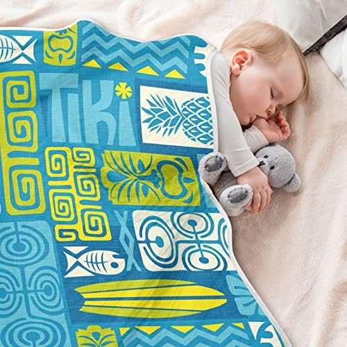 Пеленальное Одеяло Екзотични Tiki Tropical Pineapple Памучно Одеало за Бебета, Като Юрган, Леко Меко Пеленальное одеало за детско