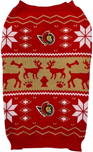 Коледен Пуловер за кучета Pets First NHL Toronto Maple Leafs, Размер X-Large, Празничен Костюм за кучета, Топло и Спортен Коледен