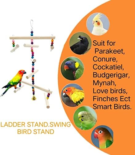 XLpeixin Играчки за птици на Огледалото Играчка за Папагали, място за спане за птици с Цветни Жевательными Играчки за Неразлучников,